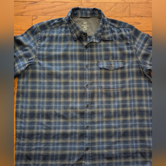 George plaid flannel button down shirt - men's XL - blue and gray plaid - Picture 2 of 7